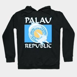 Palauan Flag with Hammerhead shark and dolphin Hoodie